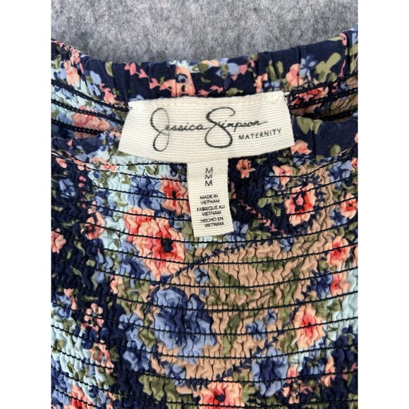 Jessica Simpson Maternity Blue Floral Midi Dress Smocked Women’s Size M - Picture 8 of 8